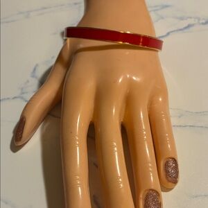 Elegant Gold colored Red Enamel Bangle Bracelet